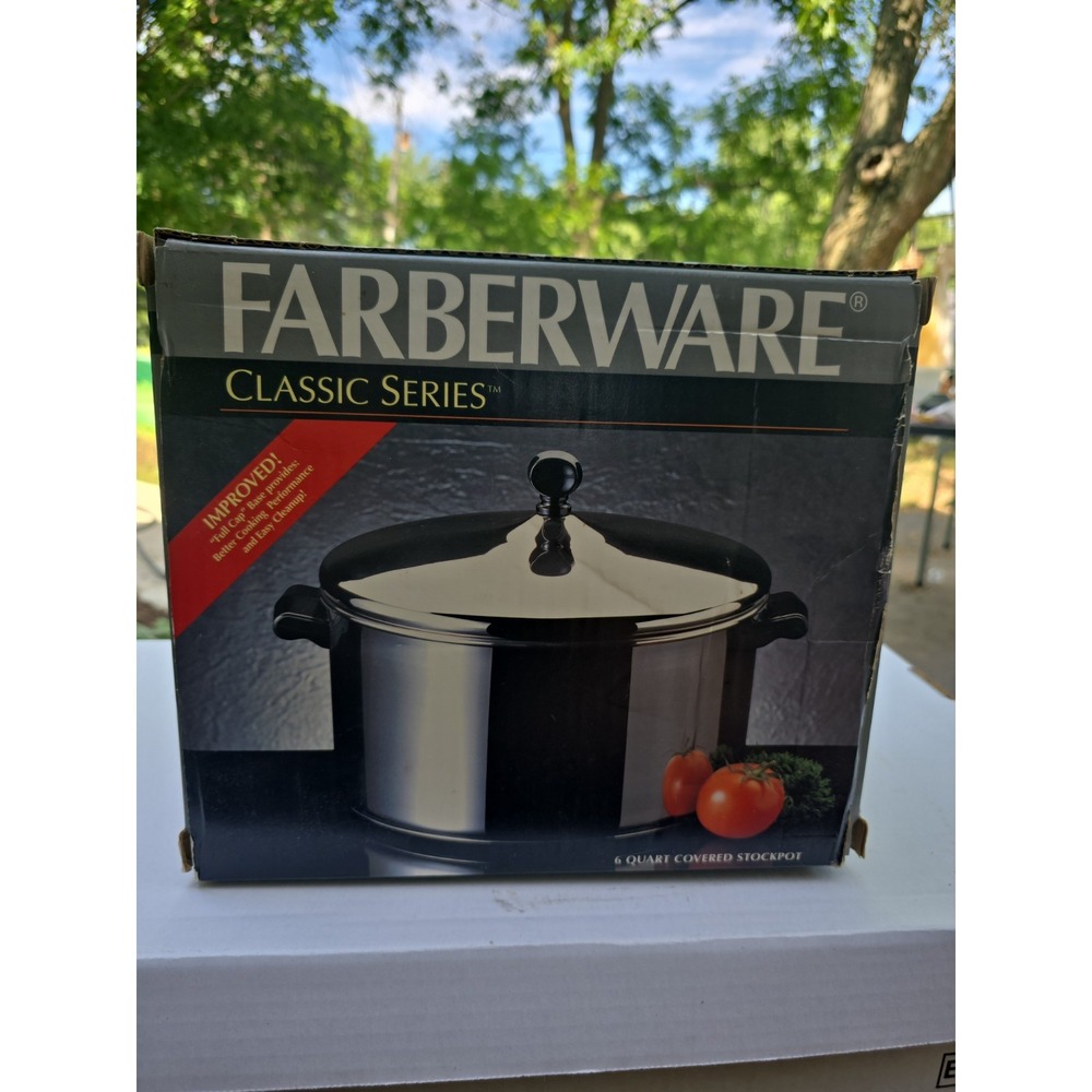 NOS Farberware 6-Quart Stainless Steel Covered Stock Pot Classic Series Open Box